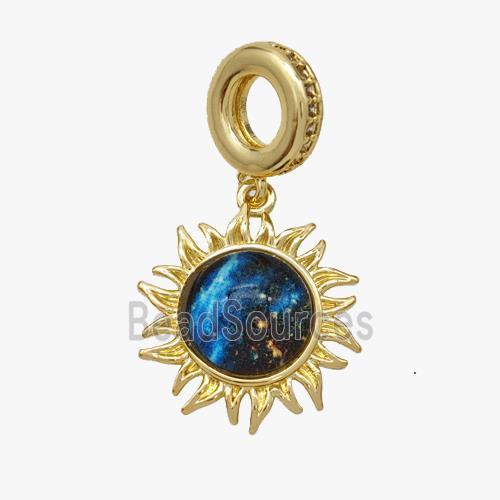 Copper pendant pave zircon, Gold Plated