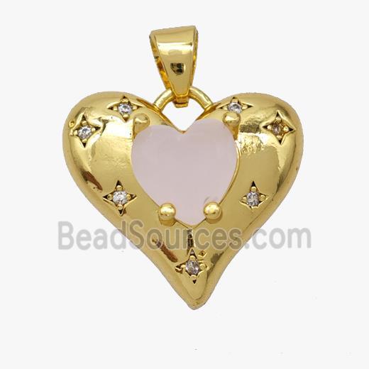 Copper pendant pave zircon, Gold Plated