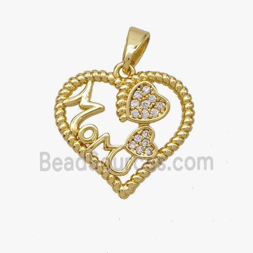 Copper pendant pave zircon, Gold Plated