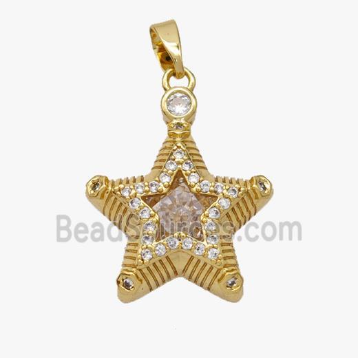 Copper pendant pave zircon, Gold Plated