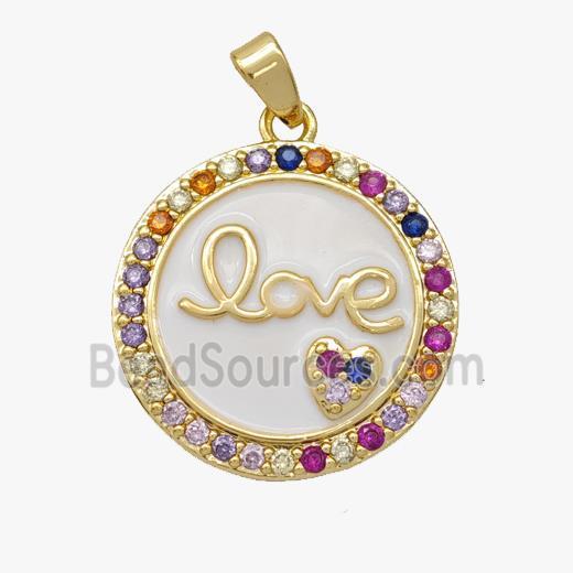 Copper pendant pave zircon, Gold Plated