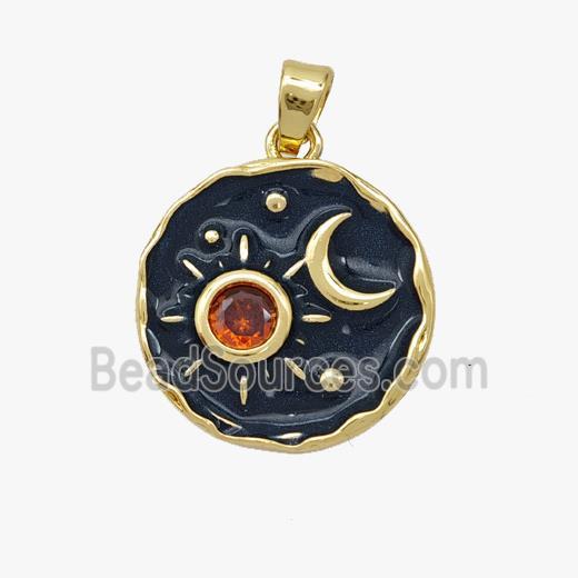 Copper pendant pave zircon, Gold Plated