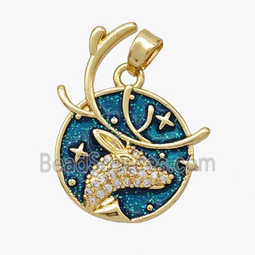 Copper pendant pave zircon, Gold Plated