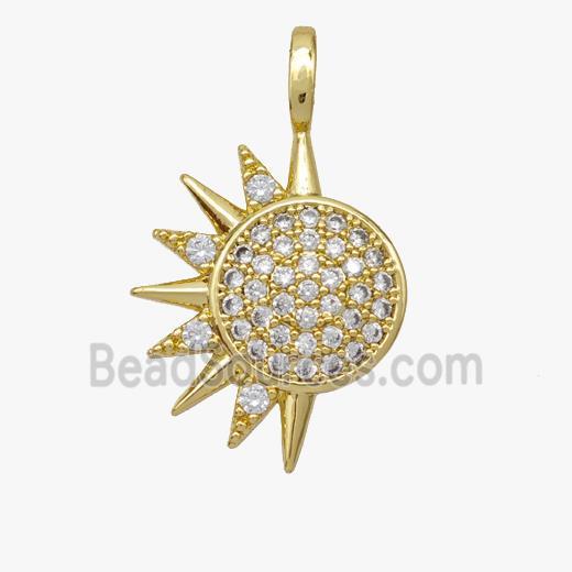 Copper pendant pave zircon, Gold Plated