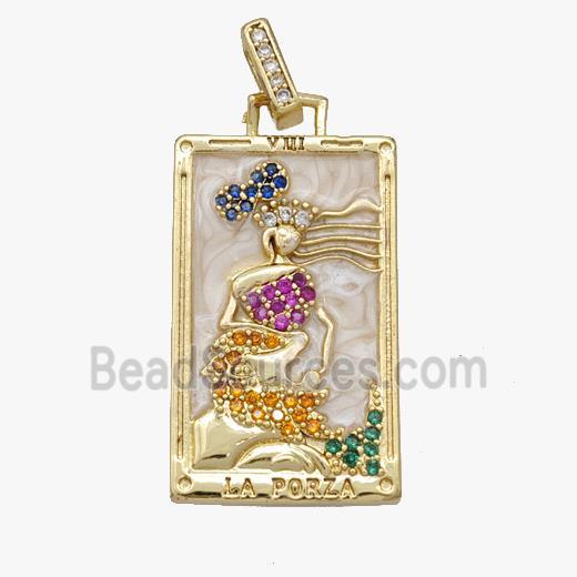 Copper pendant pave zircon, Gold Plated