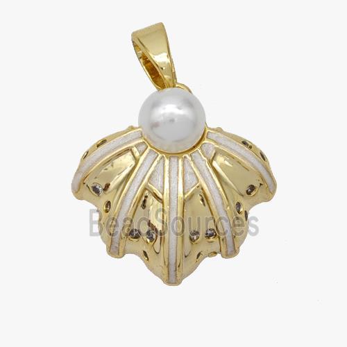 Copper pendant pave zircon, Gold Plated