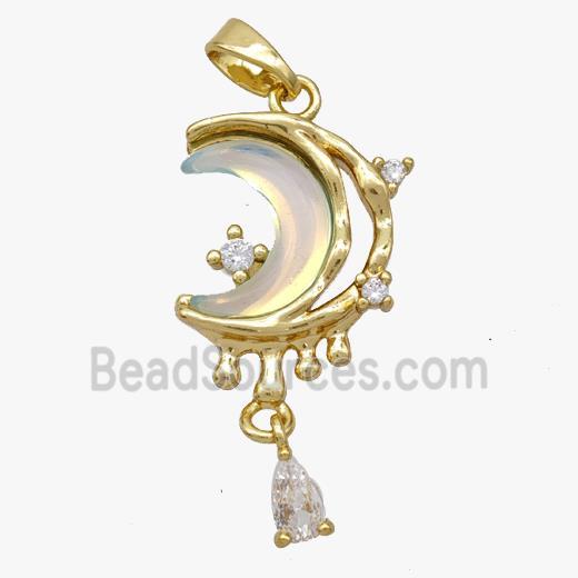 Copper pendant pave zircon, Gold Plated