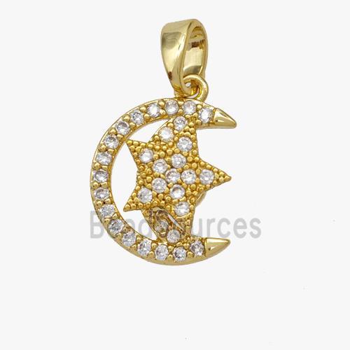 Copper pendant pave zircon, Gold Plated