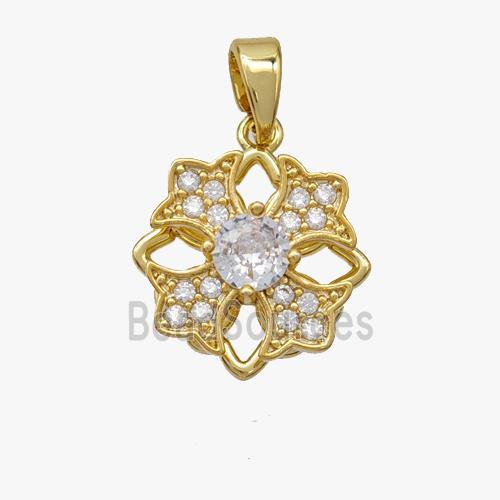 Copper pendant pave zircon, Gold Plated