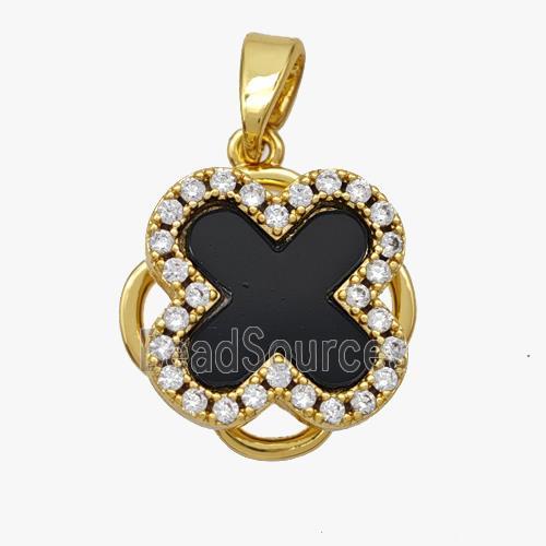 Copper pendant pave zircon, Gold Plated