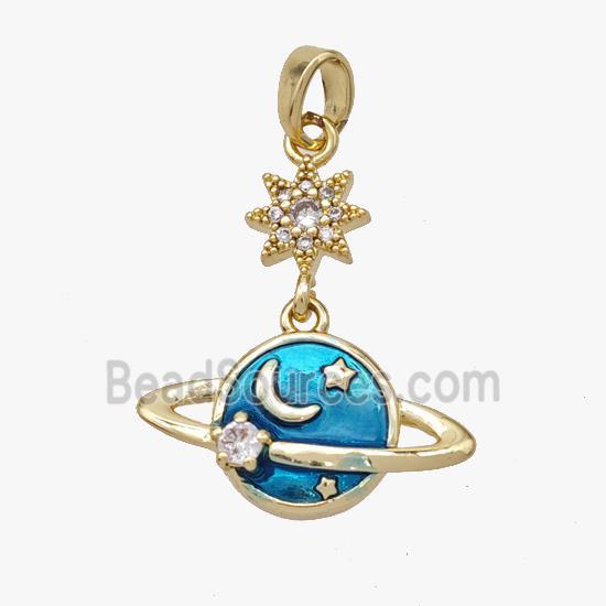 Copper pendant pave zircon, Gold Plated