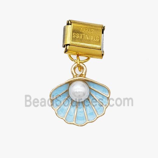 Enamel Copper Pendant, Gold Plated