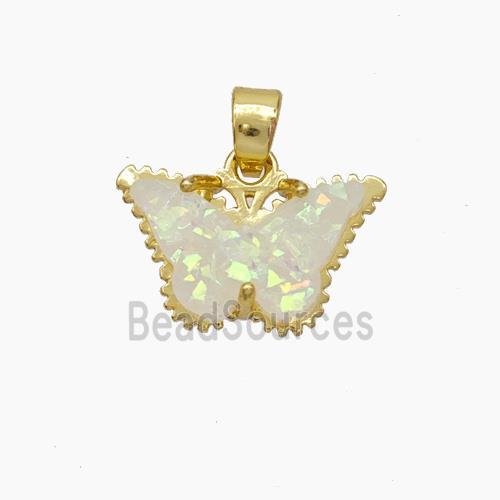 Copper Pendant pave resin butterfly, Gold Plated