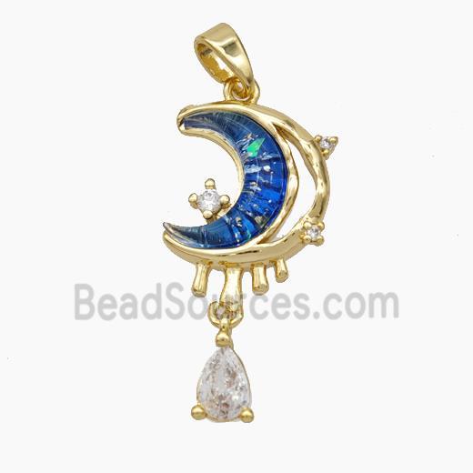 Copper pendant pave zircon, gold plated