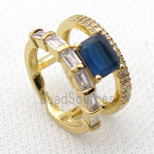 copper Rings pave zircon, resizable, gold plated