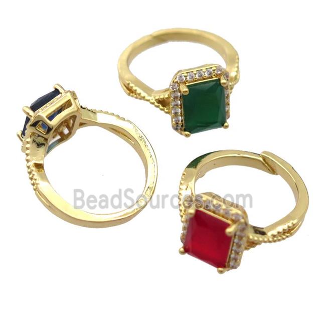 copper Rings pave zircon, resizable, mixed, gold plated