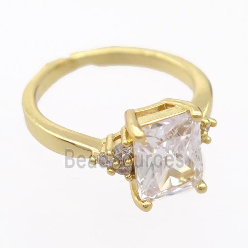 copper Rings pave zircon, resizable, gold plated