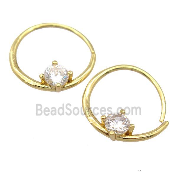 copper Hoop Earrings pave zircon, gold plated