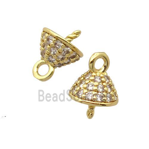 copper bail pave zircon, gold plated