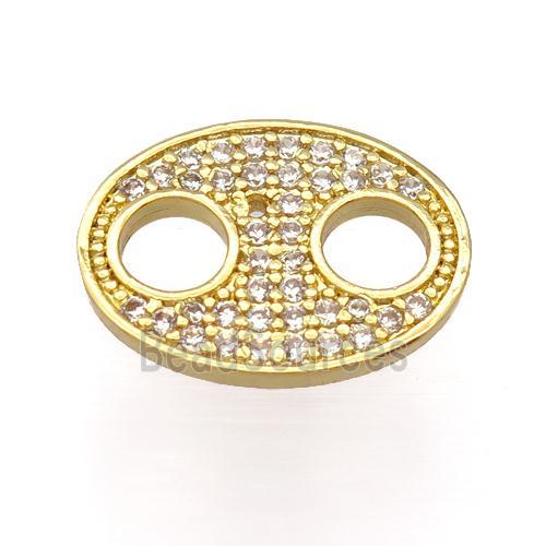 copper connector pave zircon, gold plated