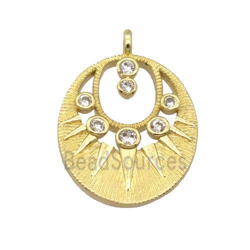 copper pendant pave zircon, gold plated