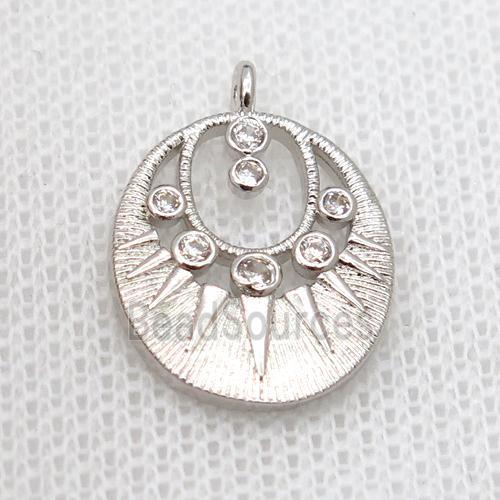 copper pendant pave zircon, platinum plated