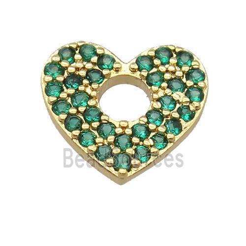 copper heart pendant pave zircon, gold plated