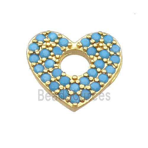 copper heart pendant pave zircon, gold plated