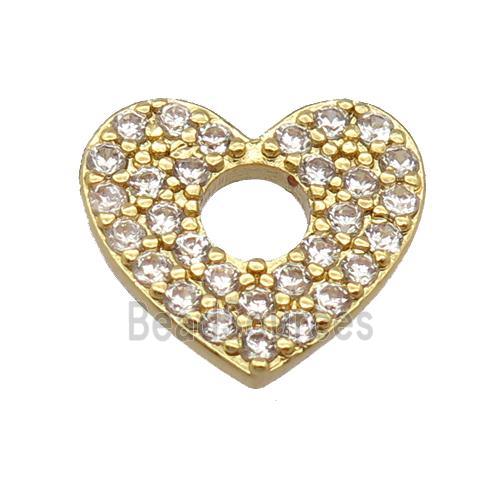 copper heart pendant pave zircon, gold plated