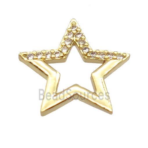 copper star pendant pave zircon, gold plated