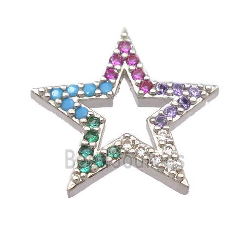 copper star pendant pave zircon, platinum plated