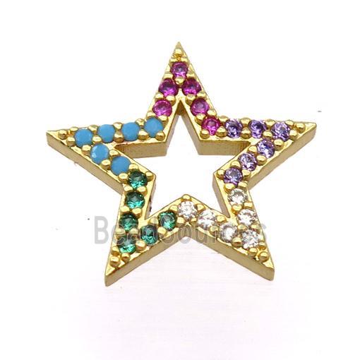 copper star pendant pave zircon, gold plated