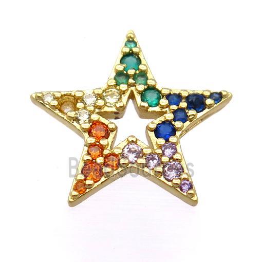 copper star pendant pave zircon, gold plated