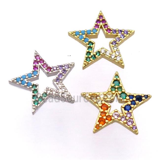 copper star pendant pave zircon, mixed