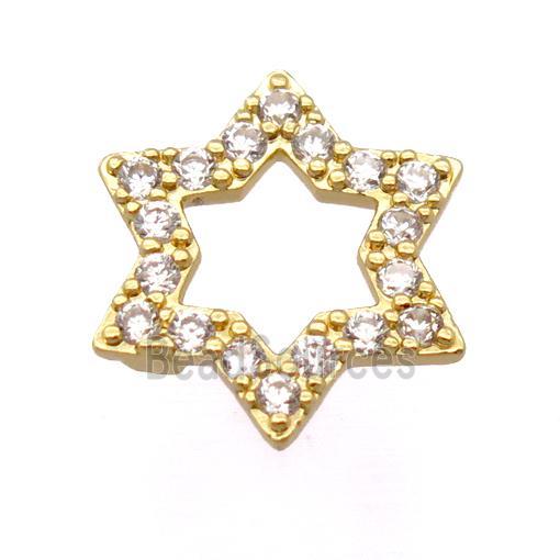 copper david star pendant pave zircon, gold plated