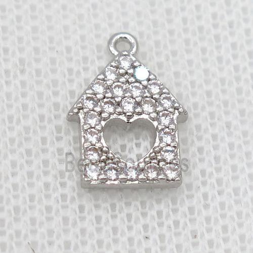 copper house pendant pave zircon, platinum plated