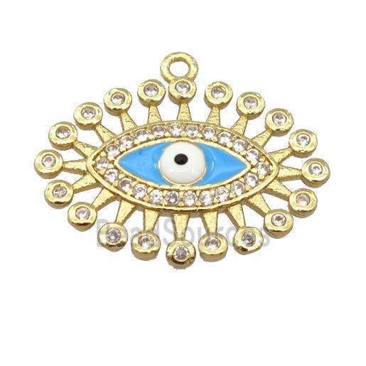 copper pendant pave zircon, evil eye, gold plated