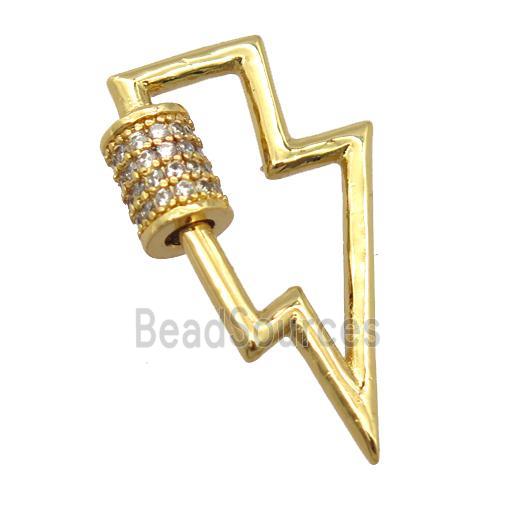 copper carabiner lock pendant pave zircon, gold plated