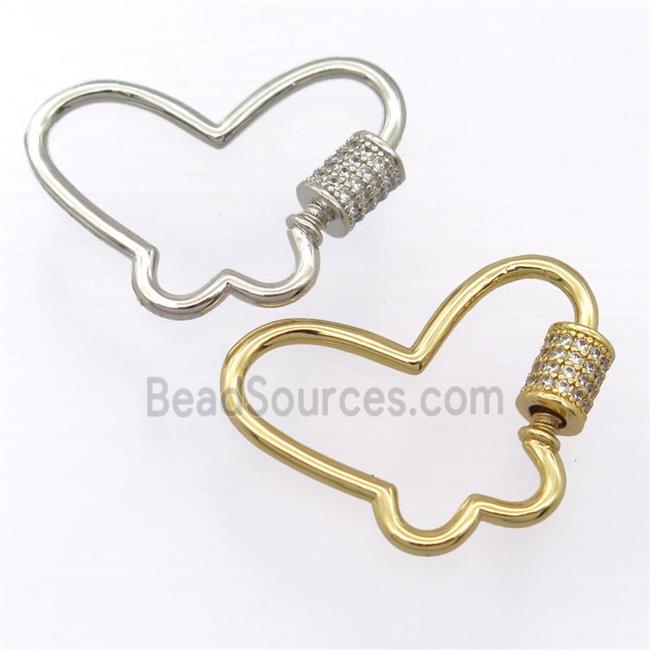 copper carabiner lock pendant pave zircon, mixed