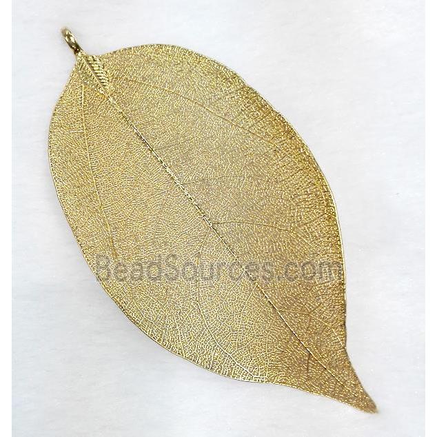 Unfading copper leaf pendant, gold plated