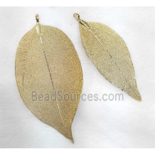 Unfading copper leaf pendant, gold plated