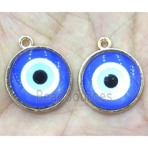 enamel copper pendant, eye, gold plated