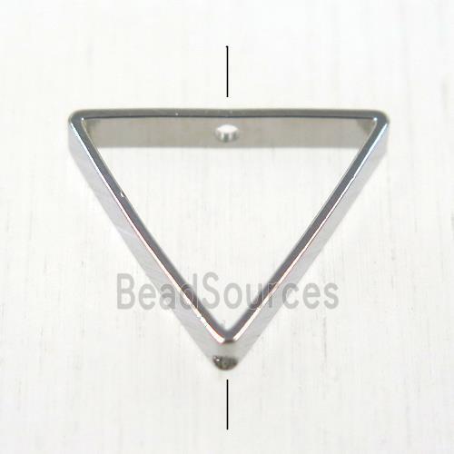 brass triangle bead, platinum plated