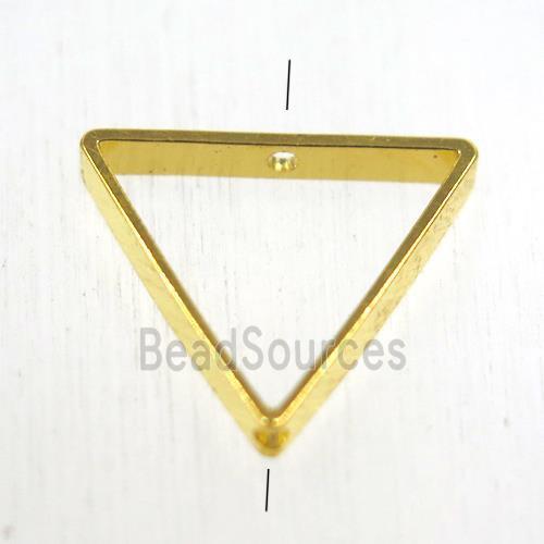 brass triangle bead, 2 holes, gold plated