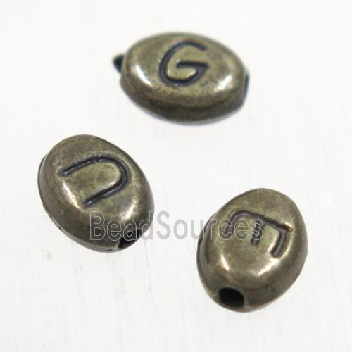 alloy letter beads, mixed, antique bronze