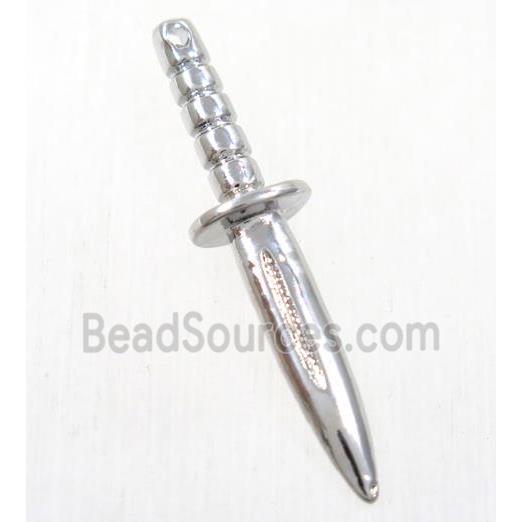 colorfast copper knife pendant, platinum plated