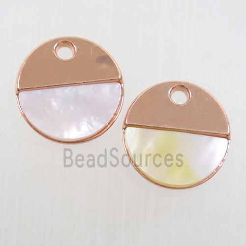 colorfast copper pendant paved shell, rose gold