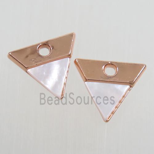 colorfast copper pendant paved shell, triangle, rose gold