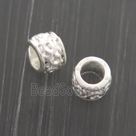 alloy rondelle beads, colorfast, silver plated