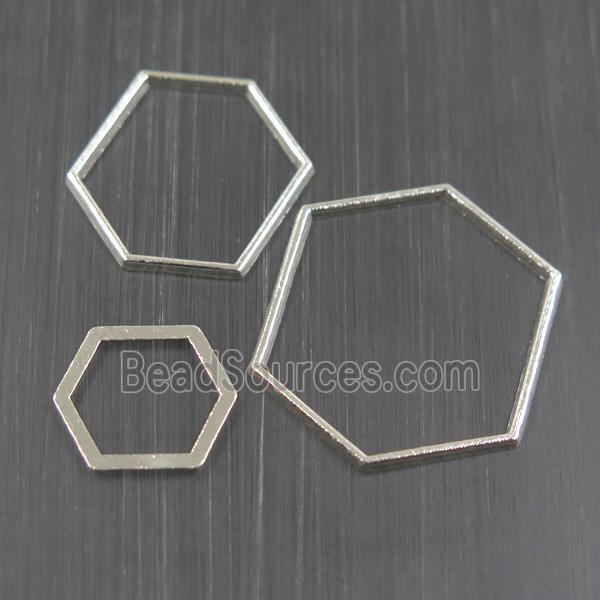 copper linker, hexagon, silver plated